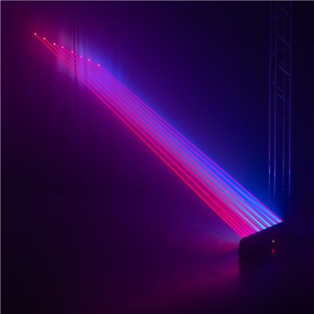 BARRA MÓVIL HYADEN CON 7 LED Y 8 RAYOS LÁSER