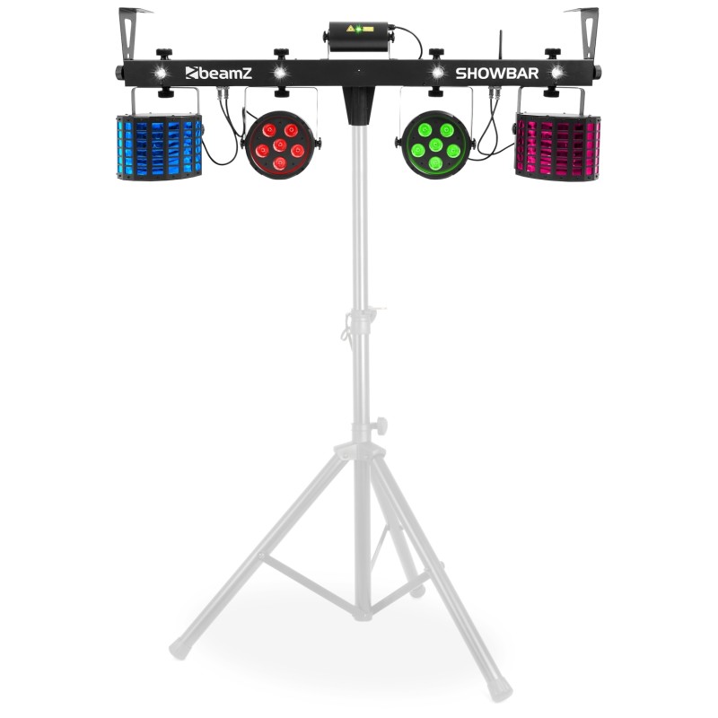 SHOWBAR CON 2X FOCO PAR, 2X BUTTERFLY Y LASER R/G DMX IRC