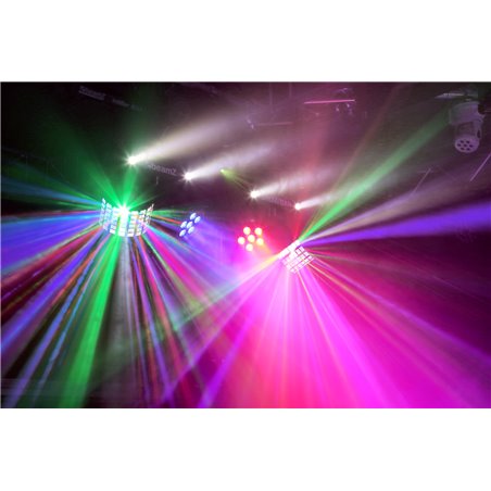 SHOWBAR CON 2X FOCO PAR, 2X BUTTERFLY Y LASER R/G DMX IRC