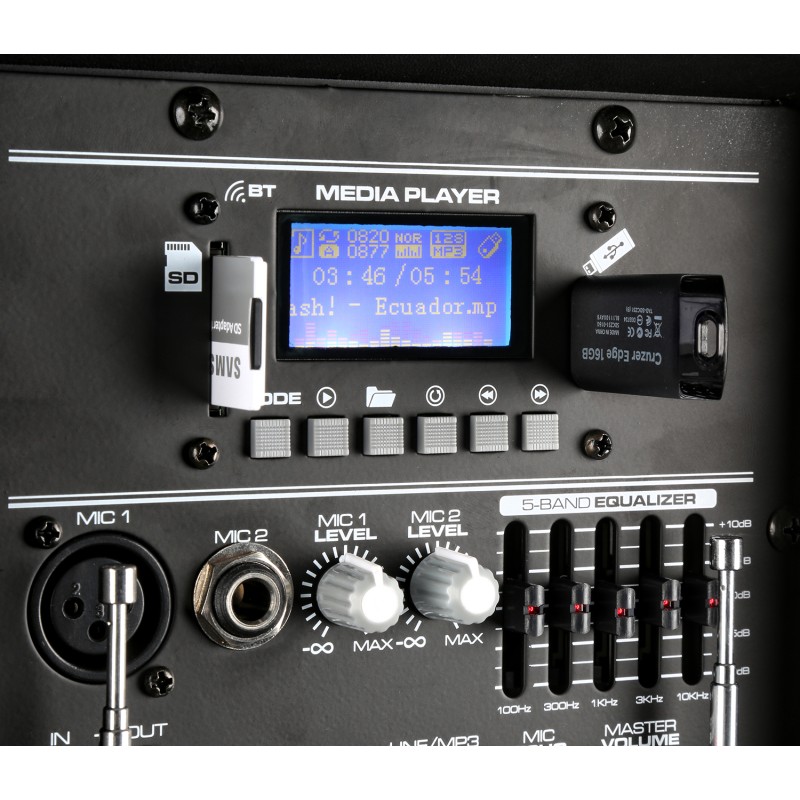 SPJ-PA915 BAFLE MOVIL ACTIVO ABS 15" 2 MICROS UHF/USB/MP3