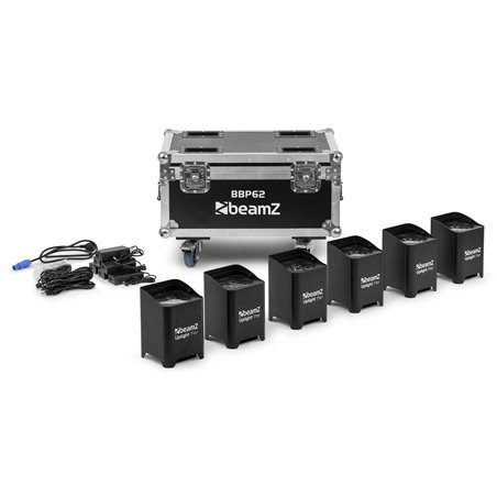 BBP62 CONJUNTOS FOCOS UPLIGHT, 6 FOCOS UPLIGHTS (IN/OUT) EN FLIGHTCASE CON CARGADOR