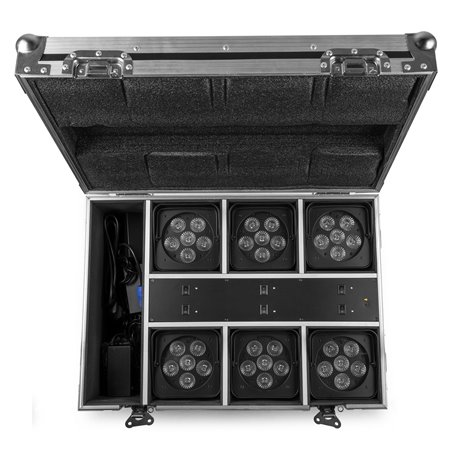BBP62 CONJUNTOS FOCOS UPLIGHT, 6 FOCOS UPLIGHTS (IN/OUT) EN FLIGHTCASE CON CARGADOR