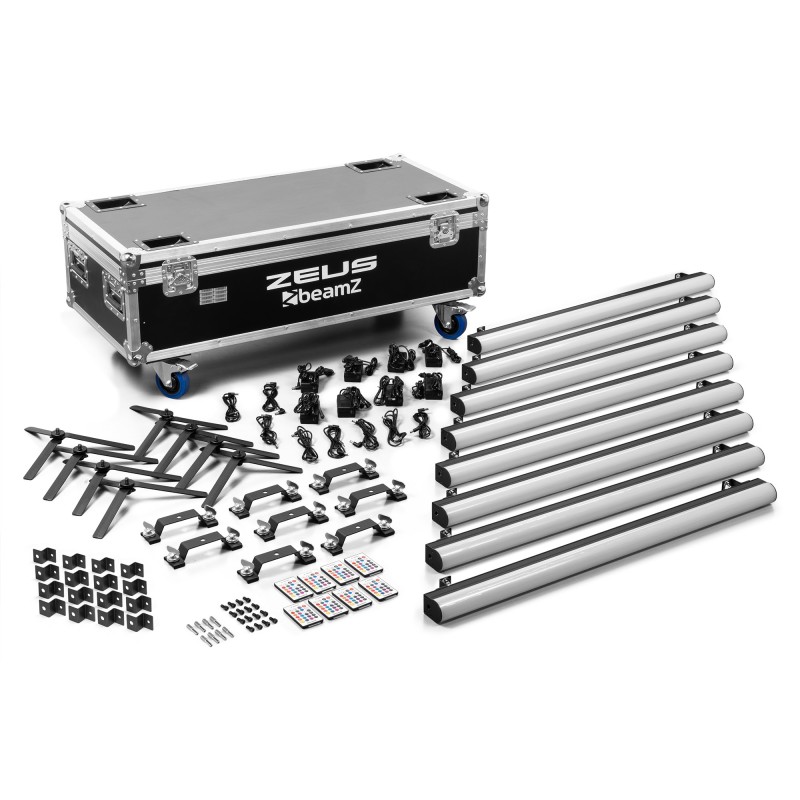 ZEUS JUEGO DE TUBOS DE BATERÍA RGBW JUEGO DE 8 EN FLIGHTCASE
