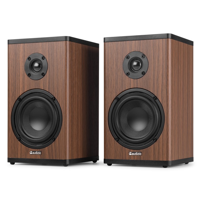 BS20 CONJUNTO DE ALTAVOCES ACTIVOS PARA ESTANTERÍA CON BATERÍA, MADERA OSCURA