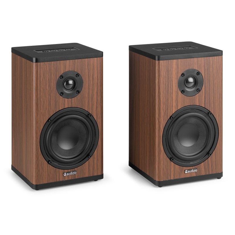 BS20 CONJUNTO DE ALTAVOCES ACTIVOS PARA ESTANTERÍA CON BATERÍA, MADERA OSCURA