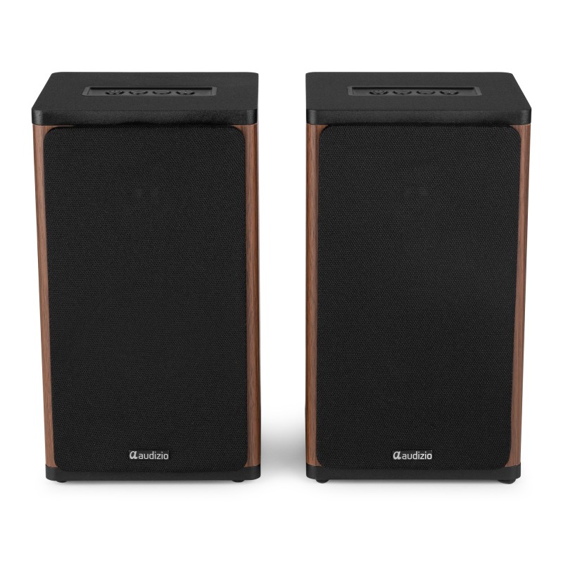BS20 CONJUNTO DE ALTAVOCES ACTIVOS PARA ESTANTERÍA CON BATERÍA, MADERA OSCURA