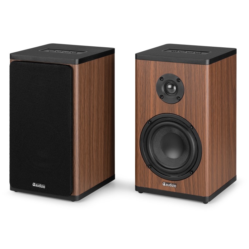 BS20 CONJUNTO DE ALTAVOCES ACTIVOS PARA ESTANTERÍA CON BATERÍA, MADERA OSCURA