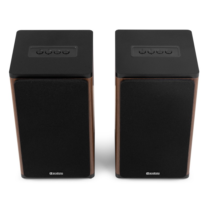 BS20 CONJUNTO DE ALTAVOCES ACTIVOS PARA ESTANTERÍA CON BATERÍA, MADERA OSCURA