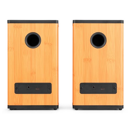 BS20 CONJUNTO DE ALTAVOCES ACTIVOS DE ESTANTERÍA CON BATERÍA, BAMBÚ