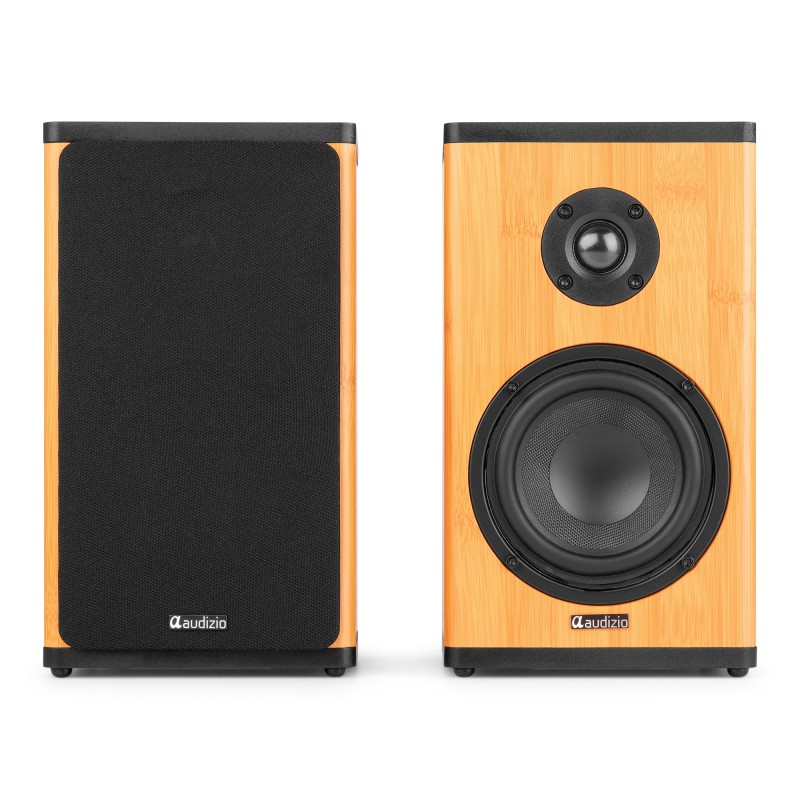 BS20 CONJUNTO DE ALTAVOCES ACTIVOS DE ESTANTERÍA CON BATERÍA, BAMBÚ