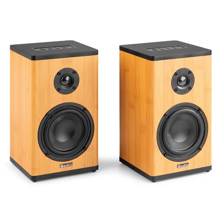 BS20 CONJUNTO DE ALTAVOCES ACTIVOS DE ESTANTERÍA CON BATERÍA, BAMBÚ