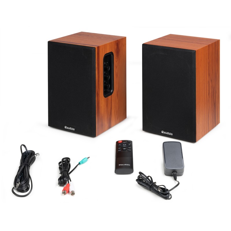 KS02 JUEGO DE ALTAVOCES DE ESTANTERÍA ACTIVOS 80W BT MADERA