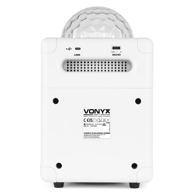 SBS50W BT BAFLE KARAOKE BLANCO CON BOLA LED