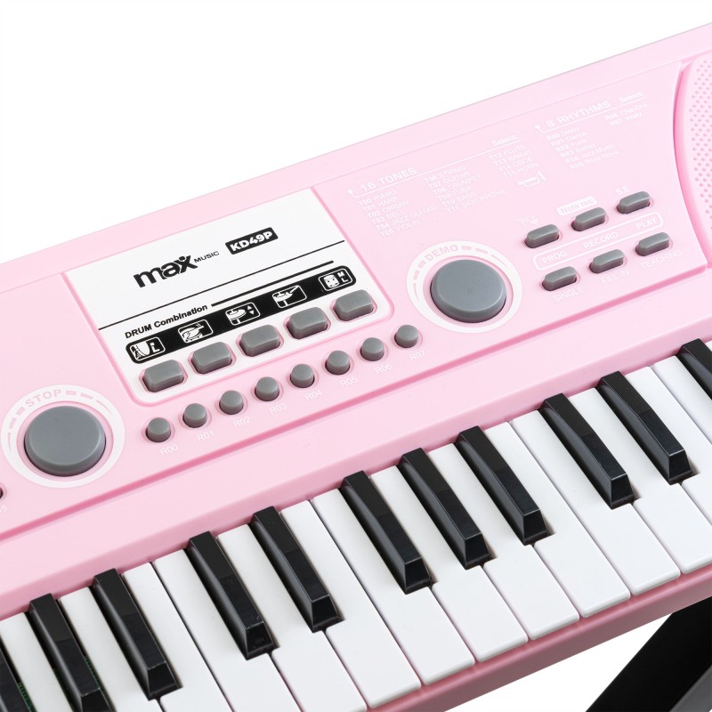 KD49P TECLADO ELECTRÓNICO 49 TECLAS CON BATERÍA ROSA